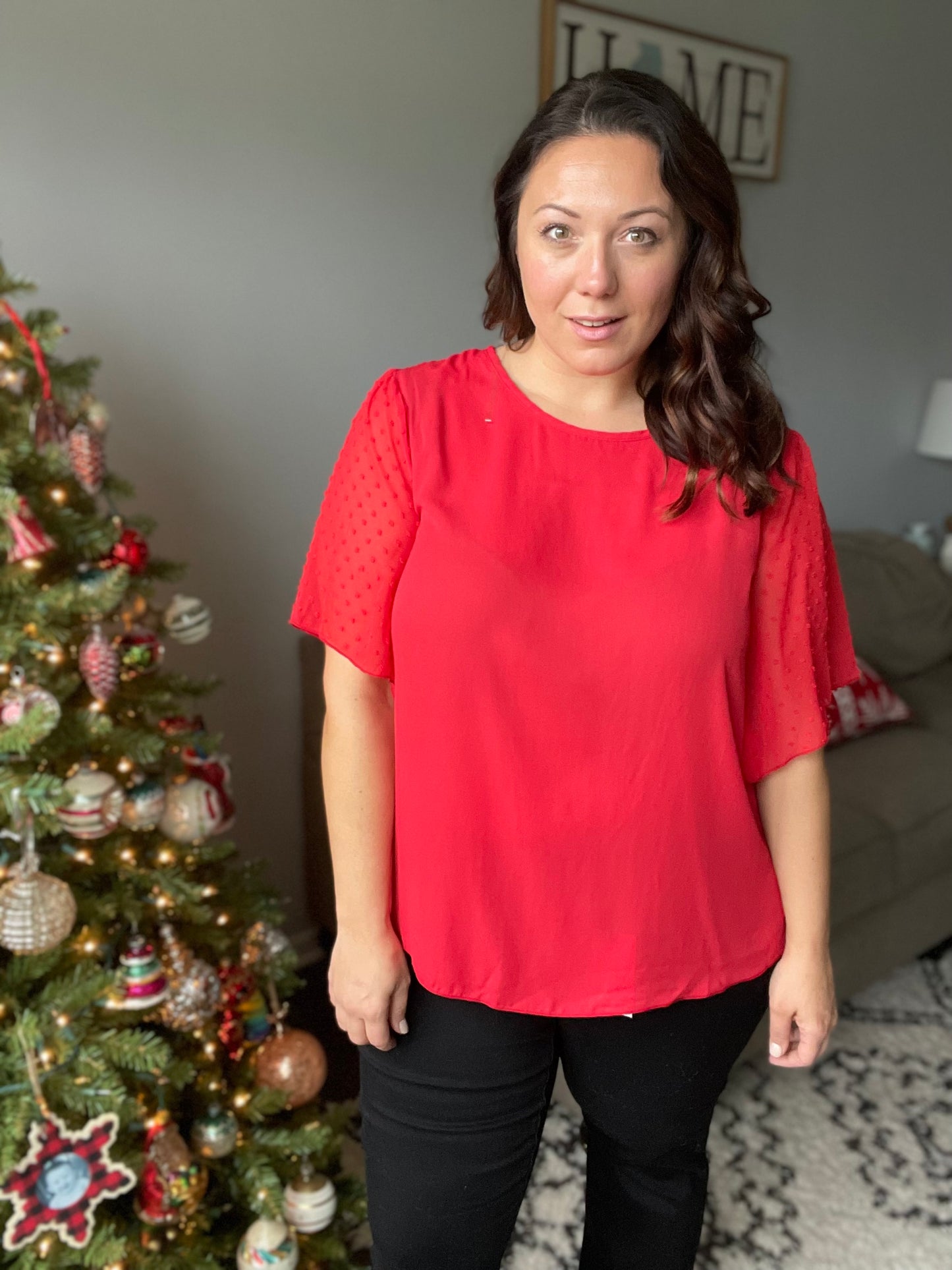 Best Of My Love Short Sleeve Blouse In Red