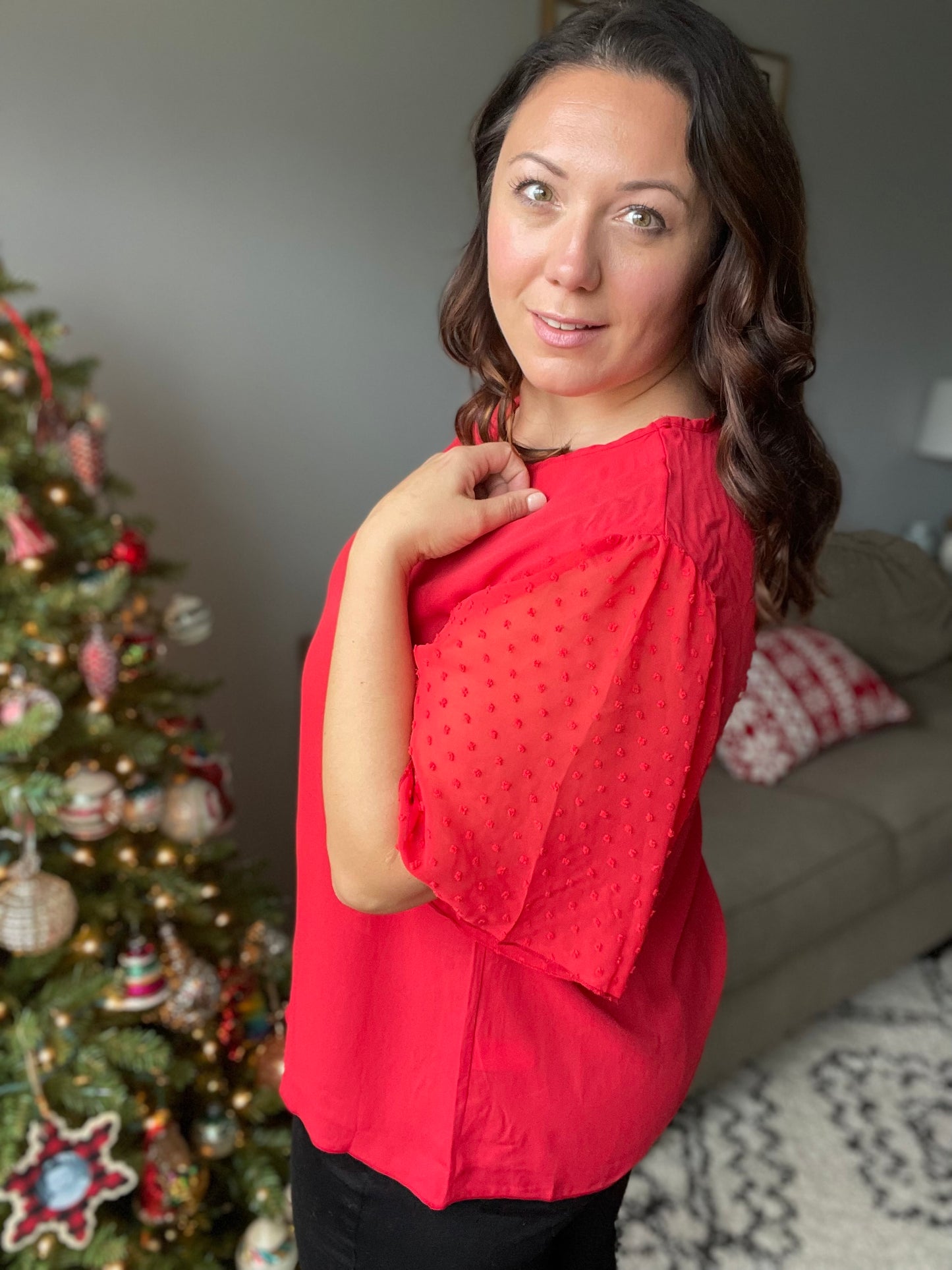 Best Of My Love Short Sleeve Blouse In Red