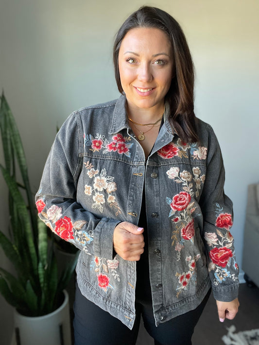Lovely Visions Flower Embroidered Jacket