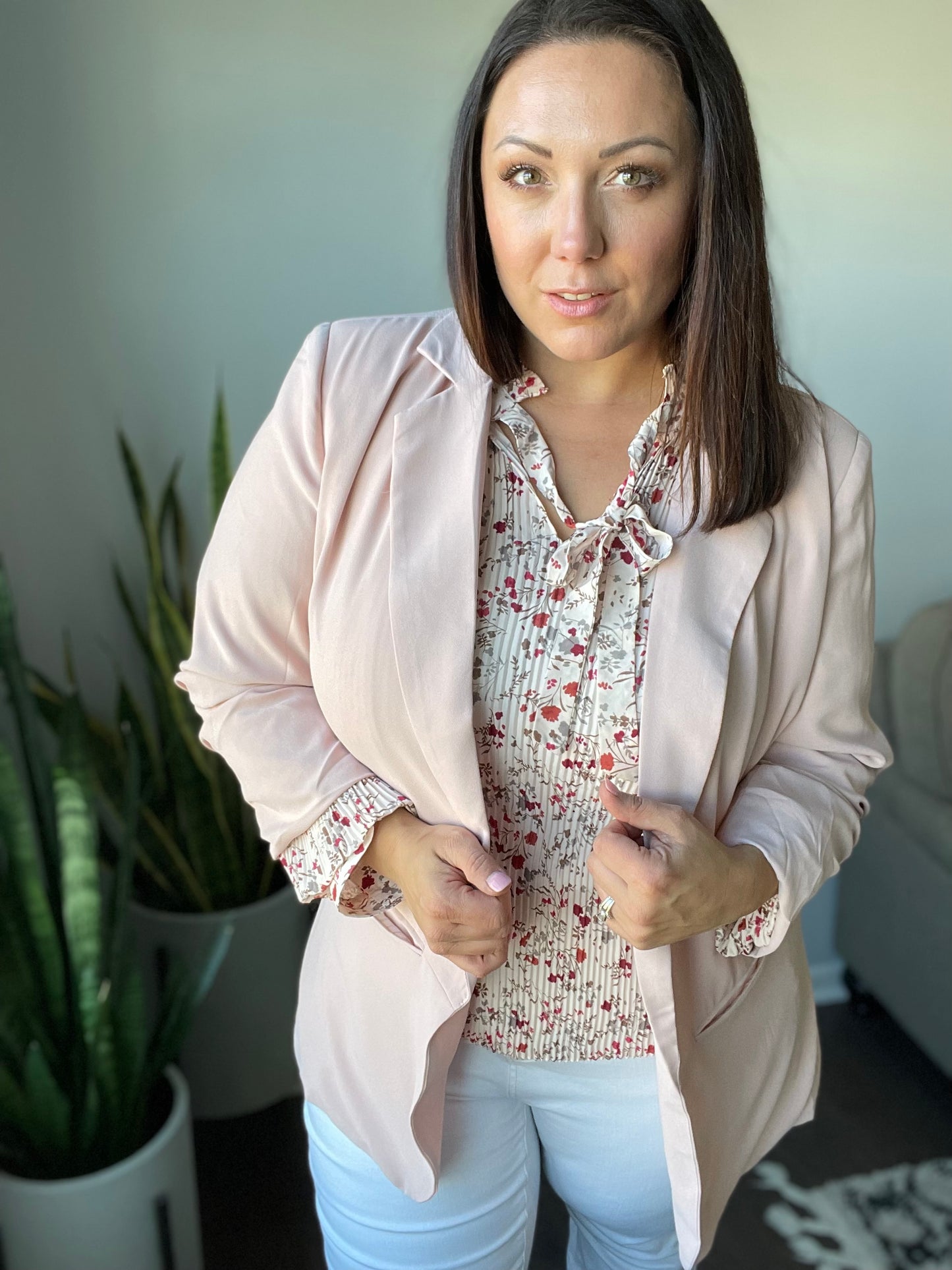 Stella Notched Neck Floral Long Sleeve Blouse