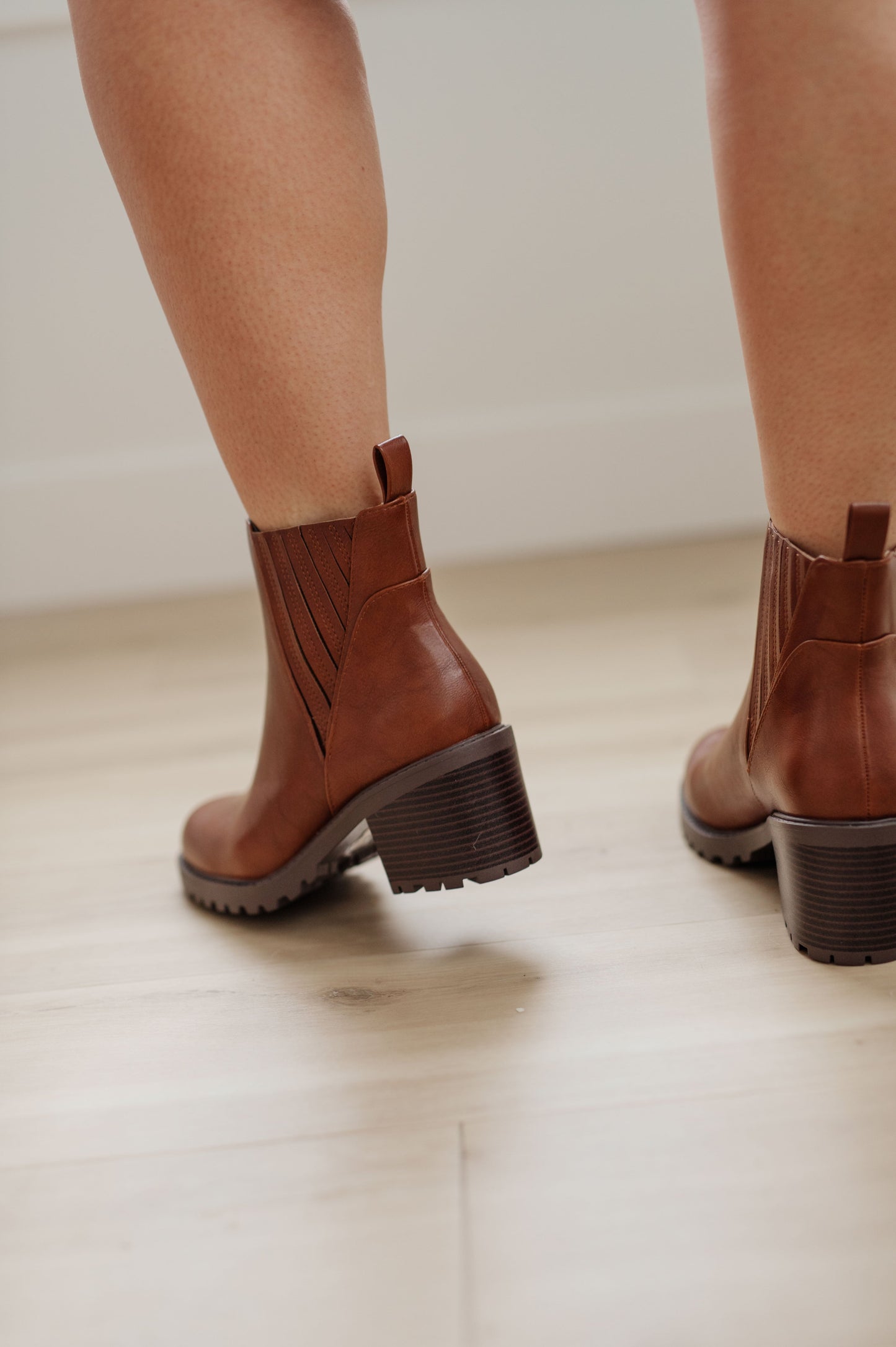 Pull On Lug Sole Boot in Cognac