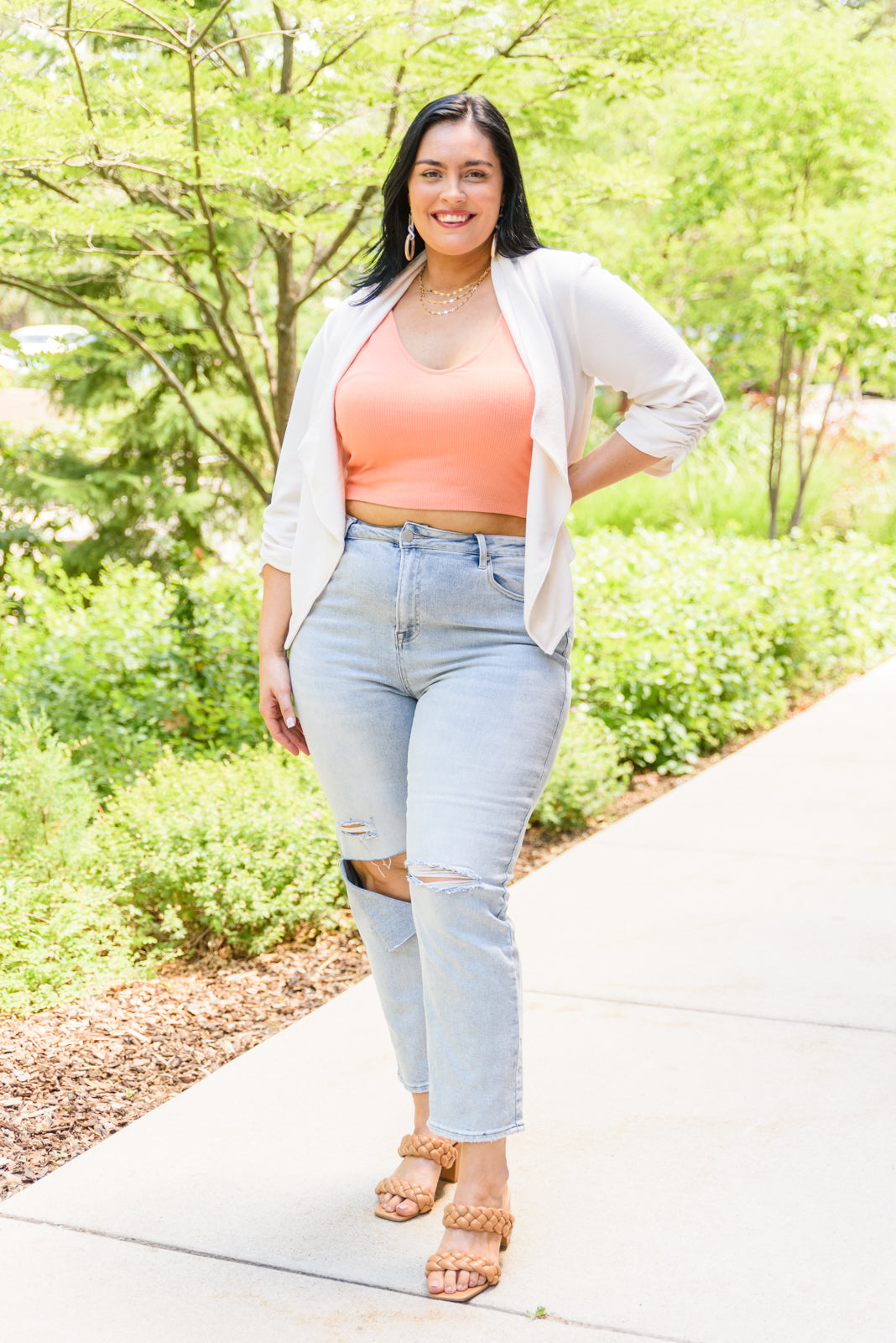 Tell Me More Crop Tank In Coral