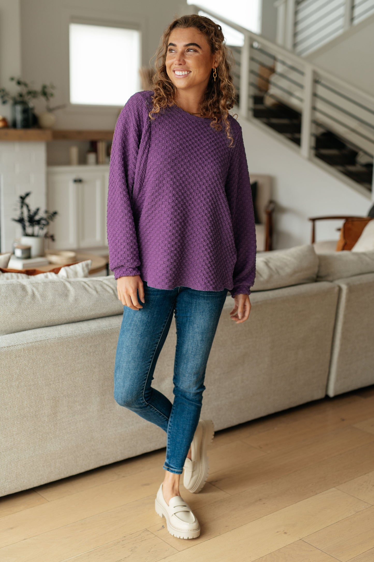 Textured Royal Purple Pullover