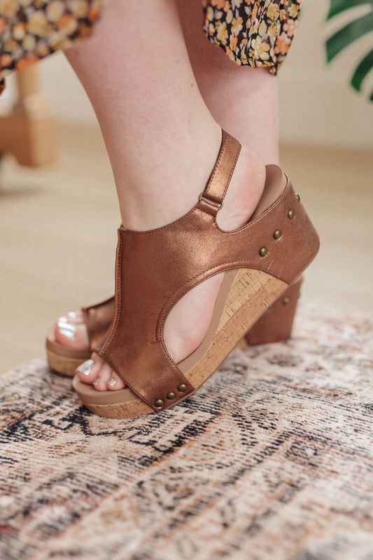 Walk This Way Carley Wedge Sandals in Antique Bronze