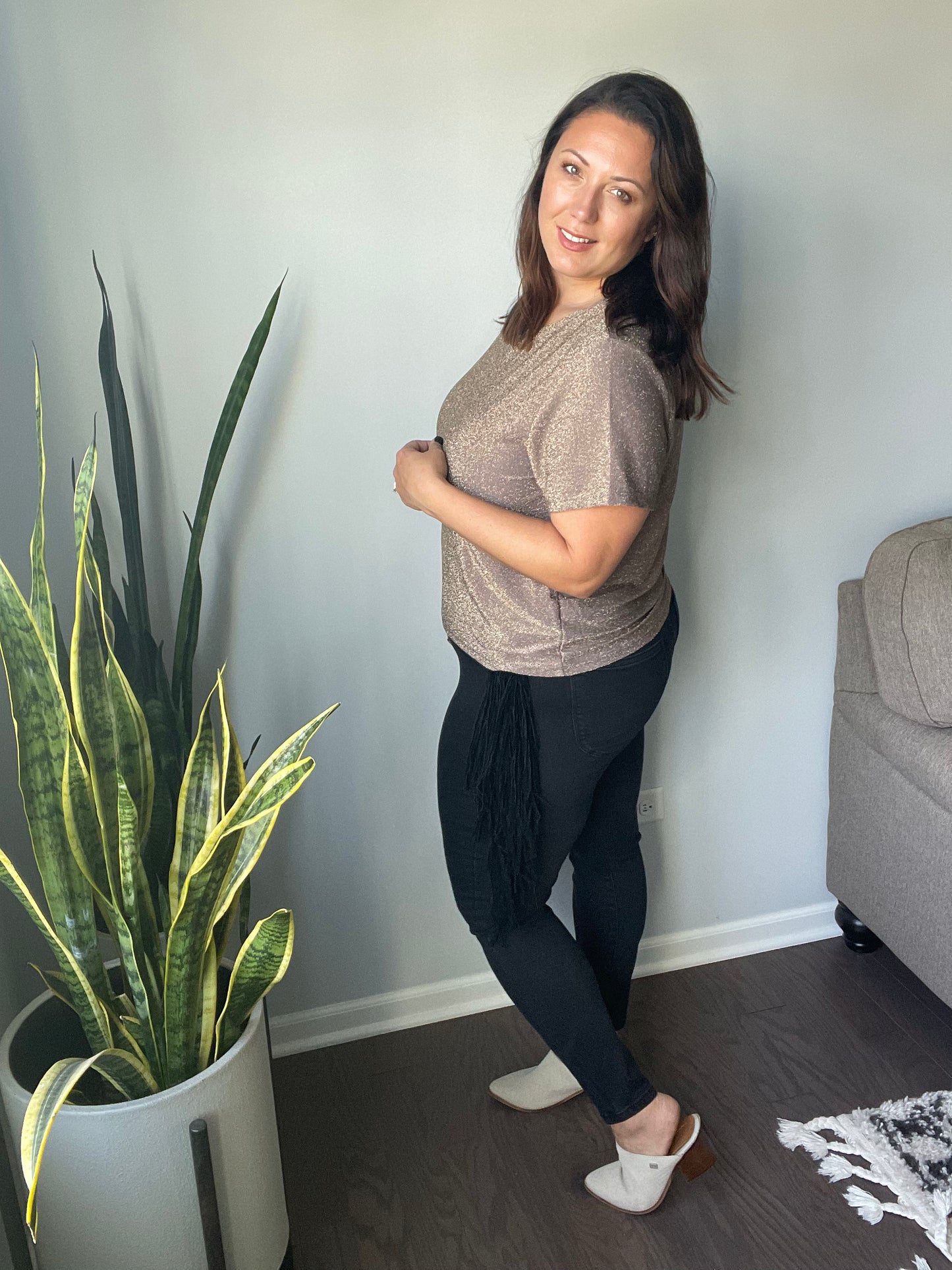 Hilary Side Fringe Skinny Jegging In Black