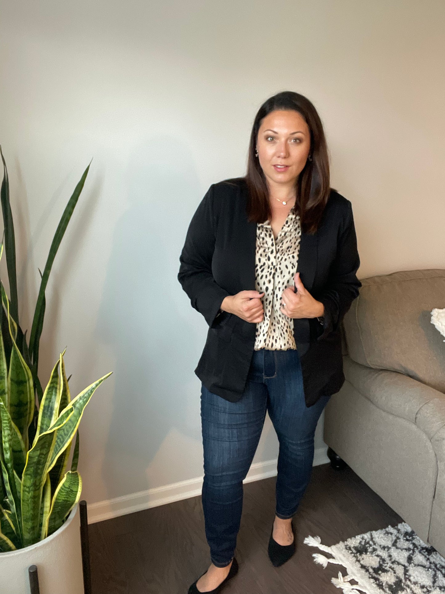 Countless Memories Split Neckline Dot Print Top