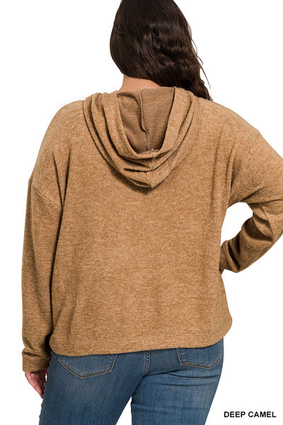 Doorbuster: Hooded Melange Brushed Hacci Sweater in 3 colors