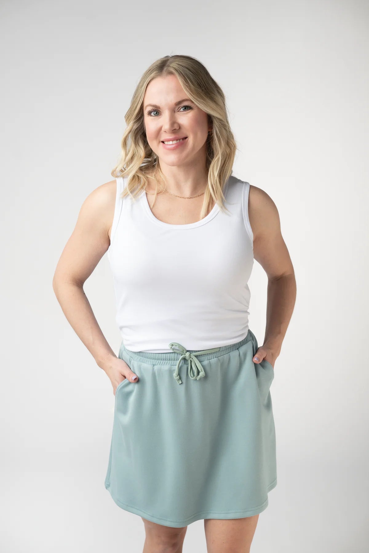 Michelle Mae Serena Luxe Skort -Sea Salt