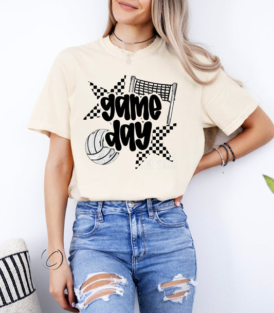 PREORDER: Game Day Volleyball Checkered Star Graphic Tee