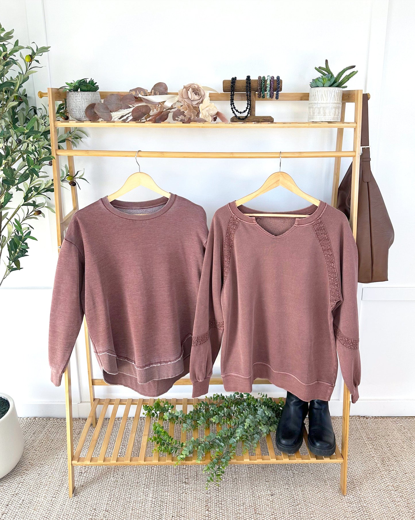 Michelle Mae Vintage Wash Pullover - Brown