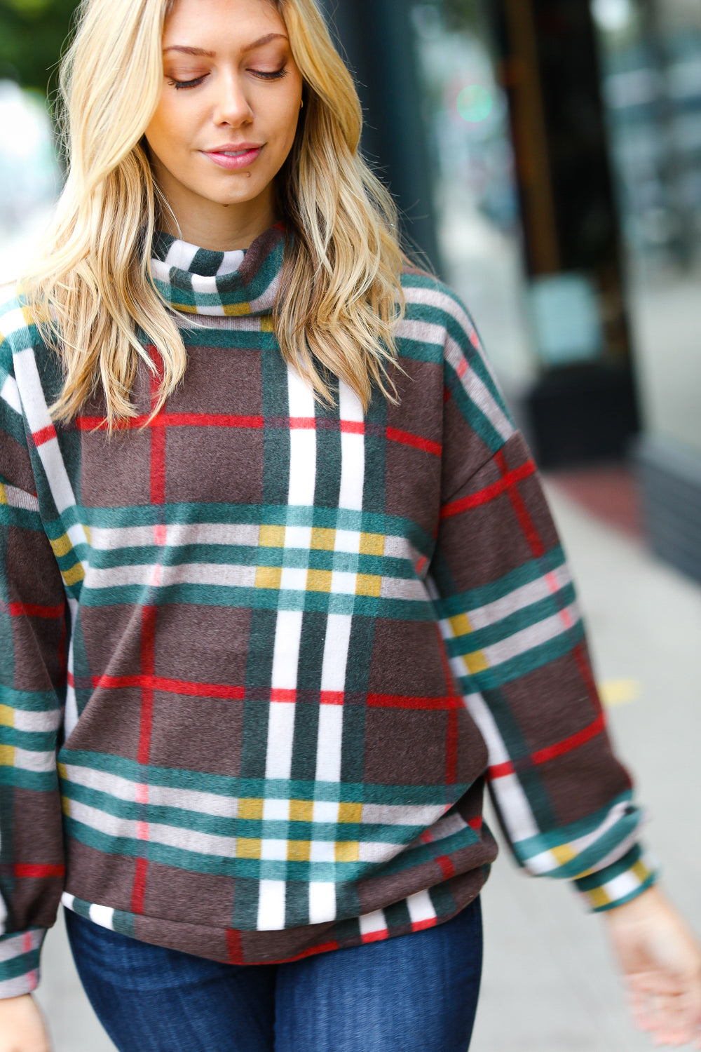 Home for the Holidays Multicolor Plaid Turtleneck Sweater