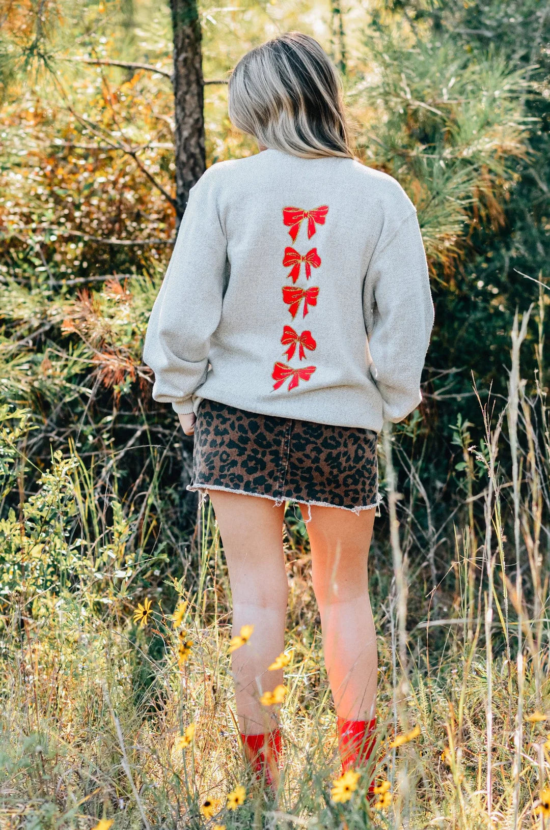 PREORDER: Christmas Bows Puff Knit Sweater