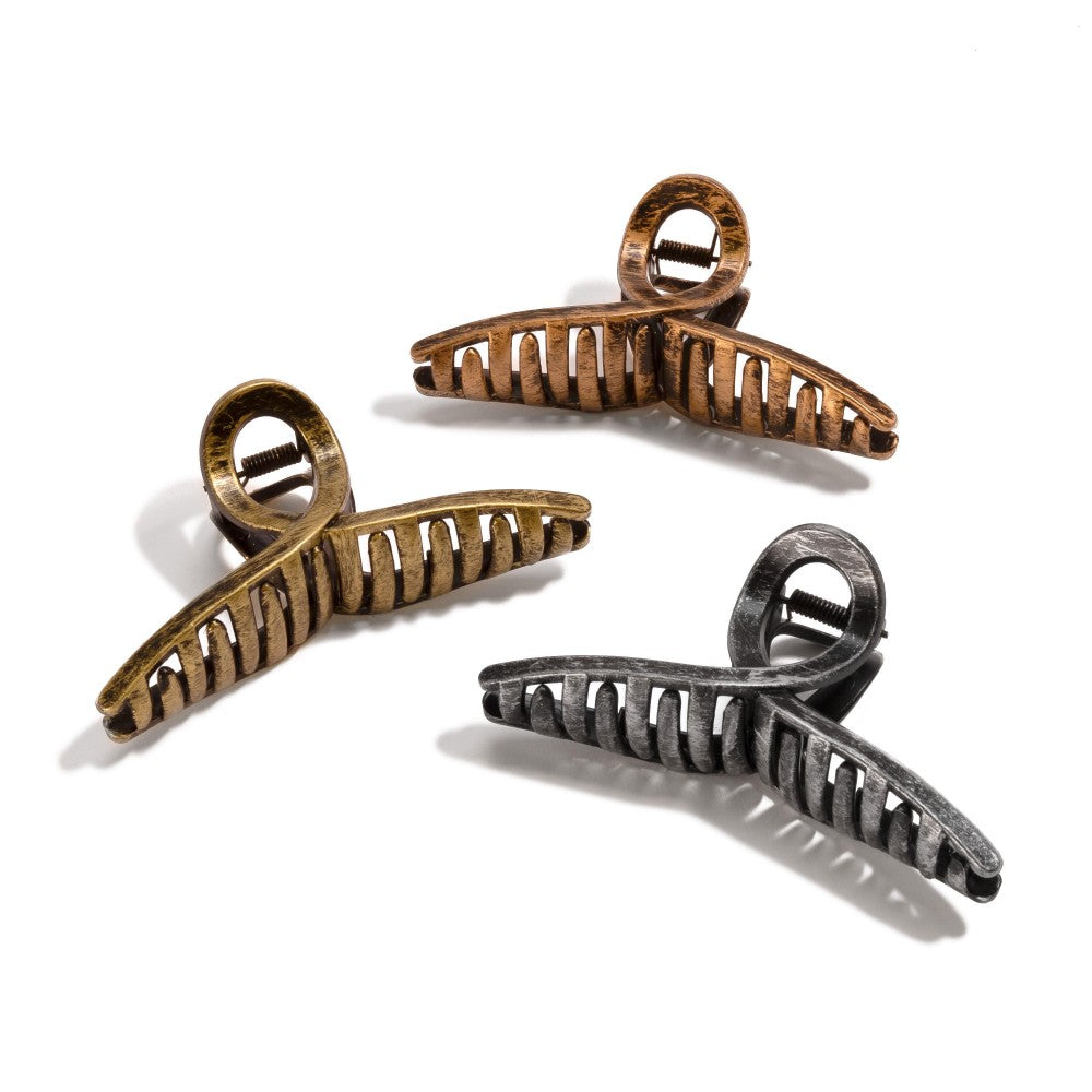 Hair Claw Clip with Brushed Metal Finish (3 colors)