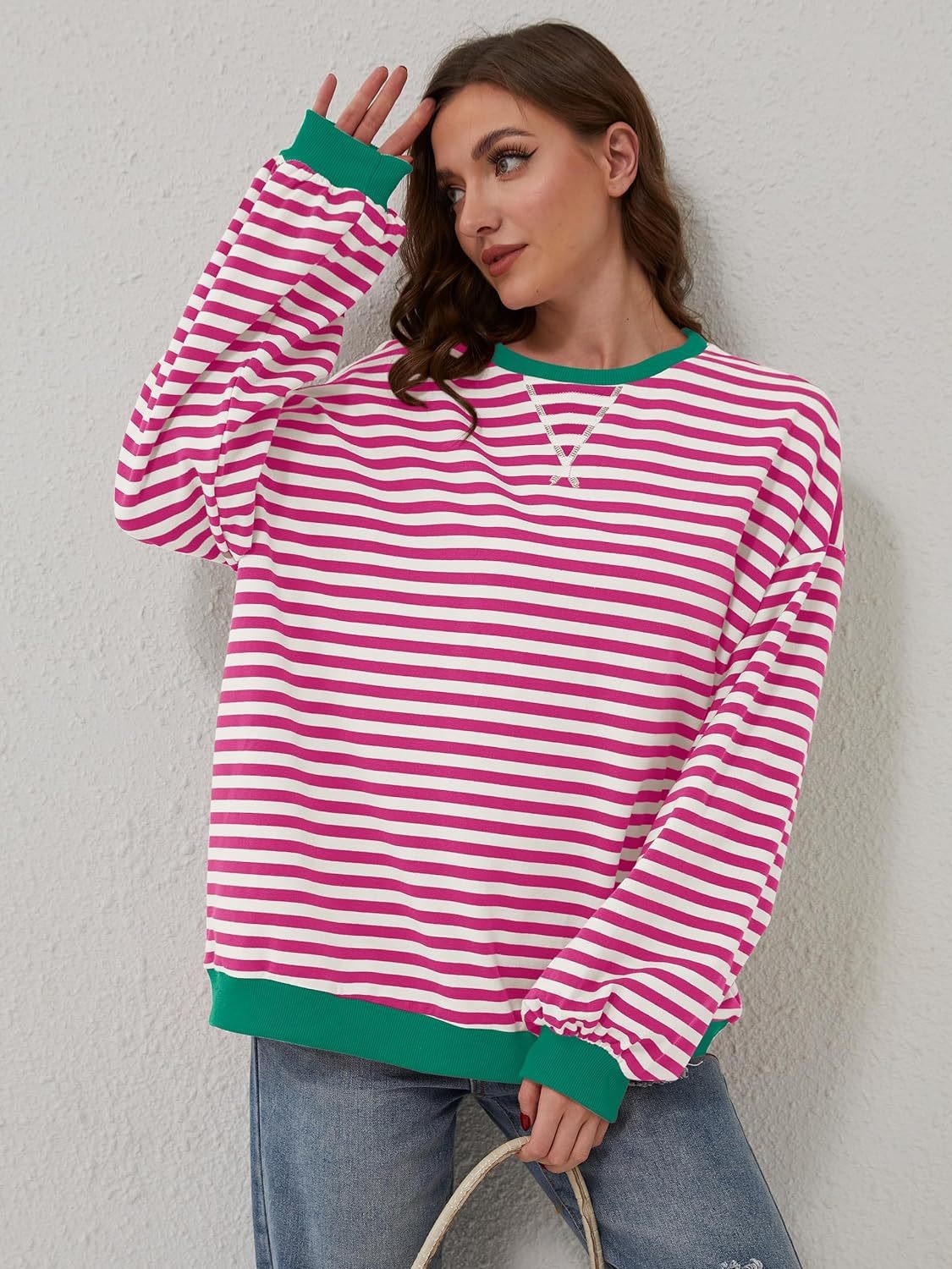 Preorder: Lovelet Contrast Striped Oversized Pullover