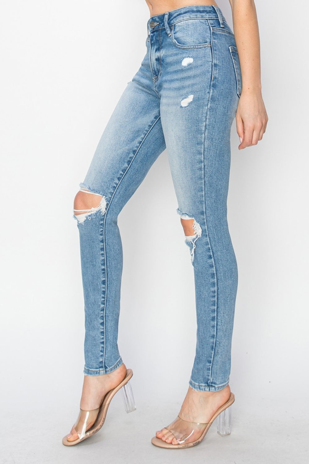 Neeley High Rise Knee Distressed Skinny Jeans