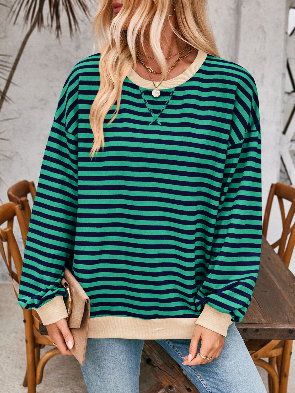 Preorder: Lovelet Contrast Striped Oversized Pullover