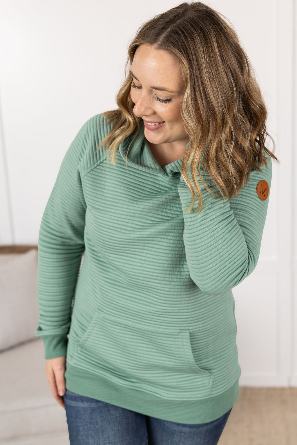 IN STOCK Tatum Textured Pullover Hoodie - Sea Green