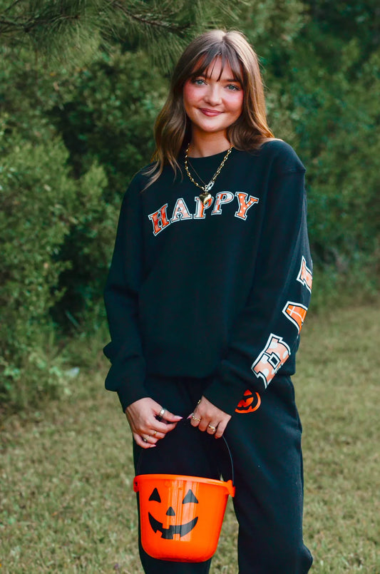 PREORDER: HAPPY HALLOWEEN BLACK SWEATSHIRT