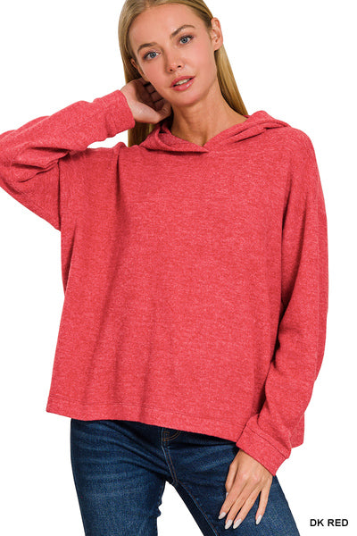 Doorbuster: Hooded Melange Brushed Hacci Sweater in 3 colors