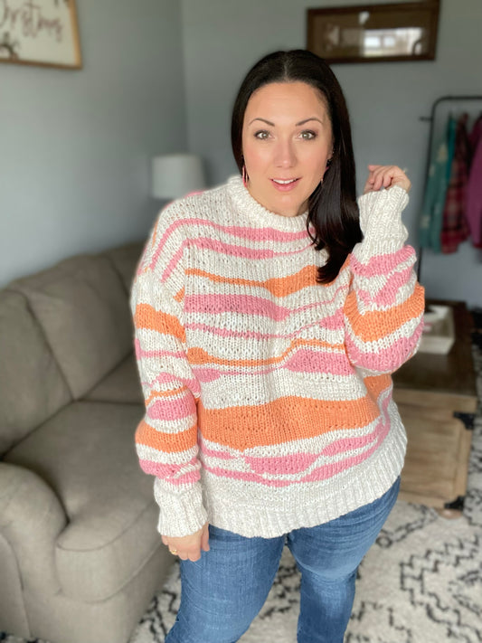 Perfectly You  Multicolor Stripe Chunky Knit Sweater