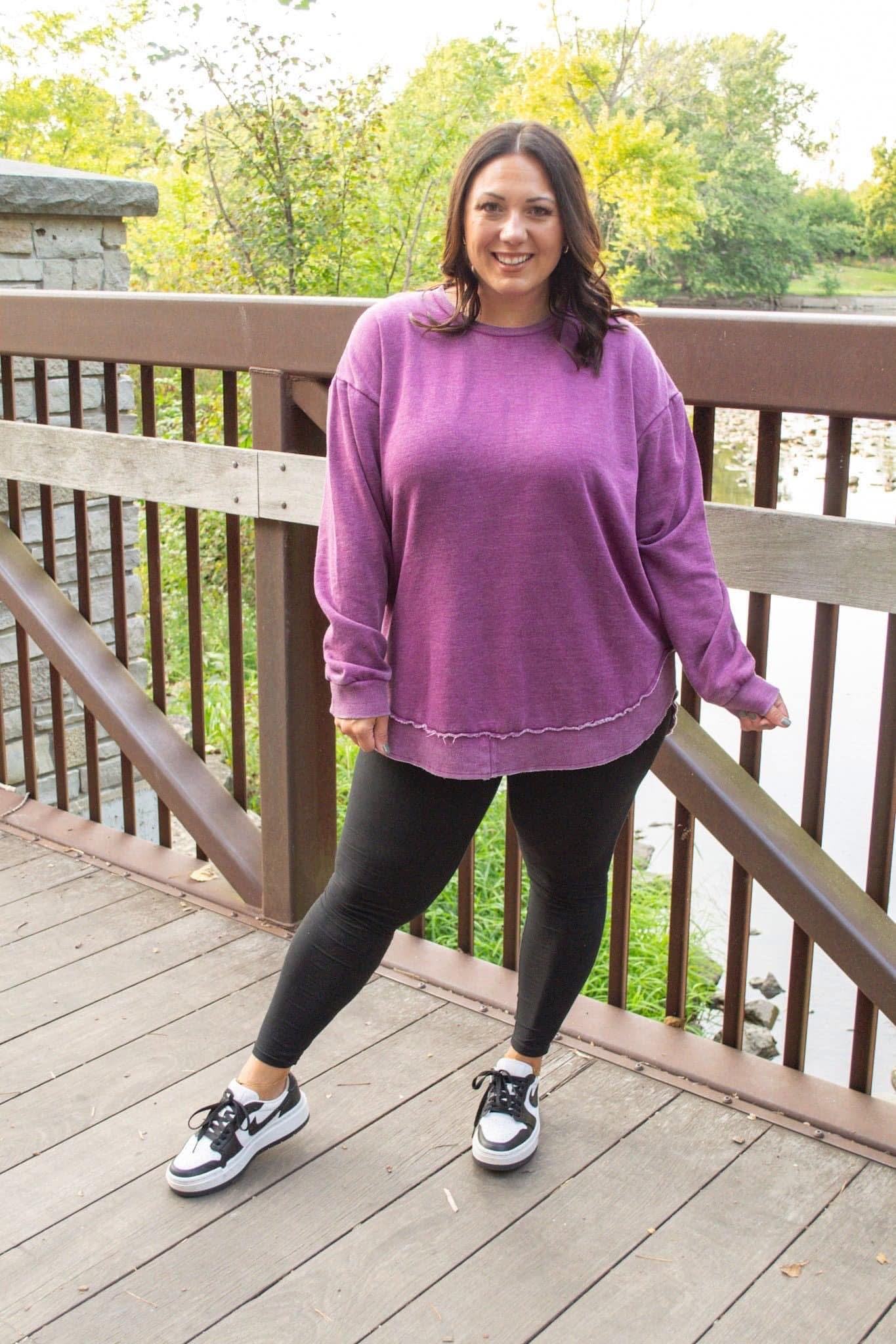 Michelle Mae Vintage Wash Pullover - Purple