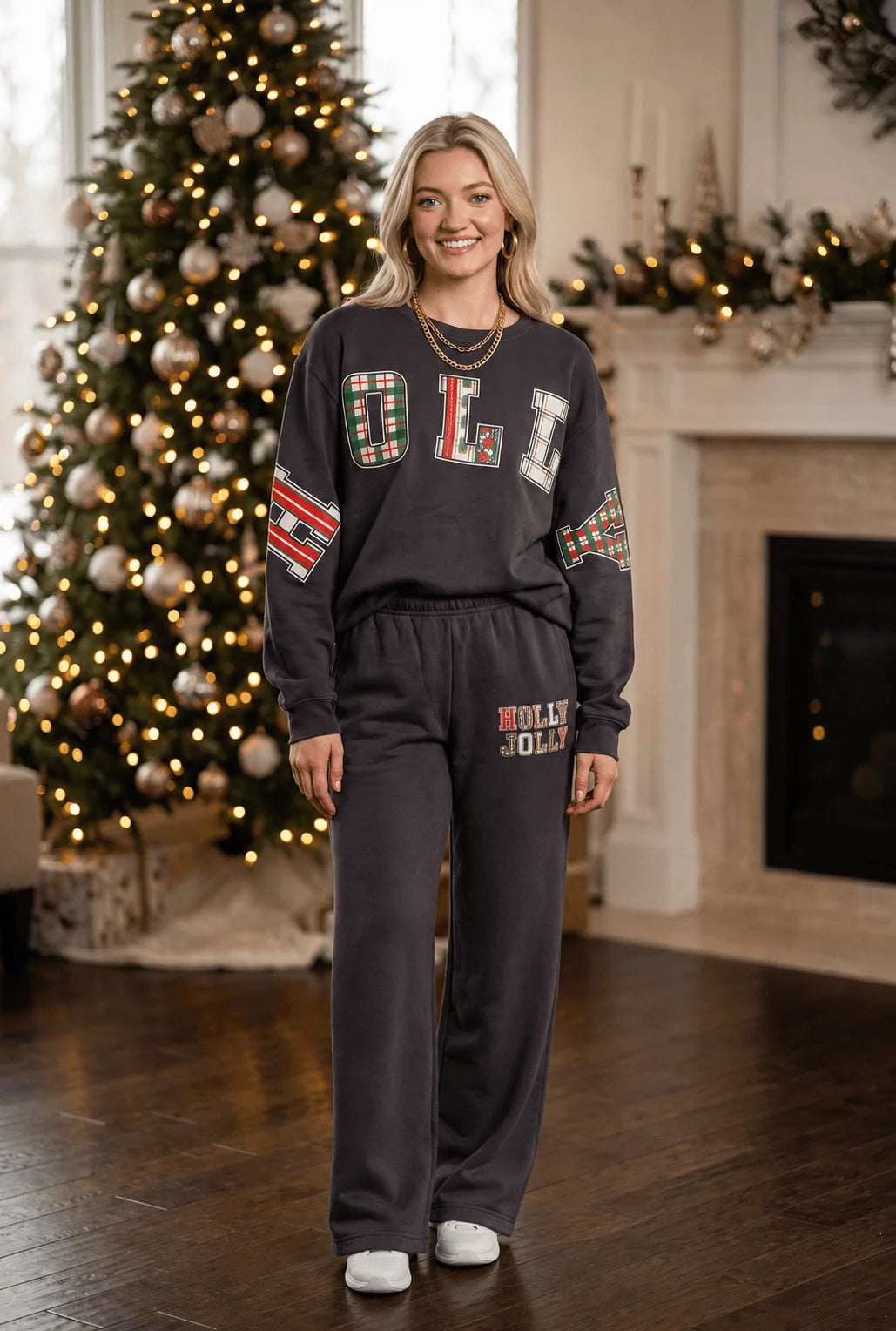 PREORDER Holly Jolly Patch Charcoal Sweatpants