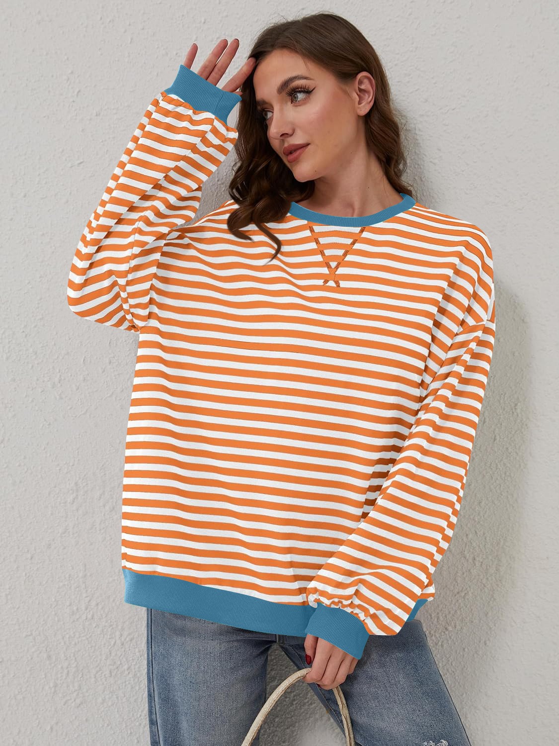 Preorder: Lovelet Contrast Striped Oversized Pullover