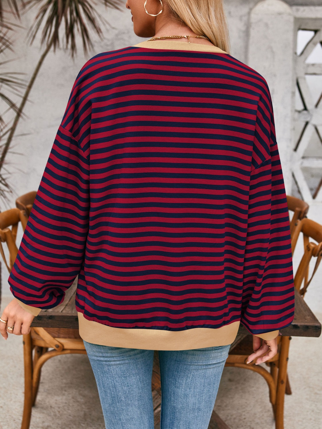 Preorder: Lovelet Contrast Striped Oversized Pullover