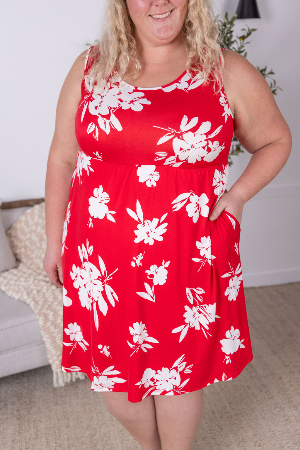 Michelle Mae Kelsey Tank Dress - Red Floral