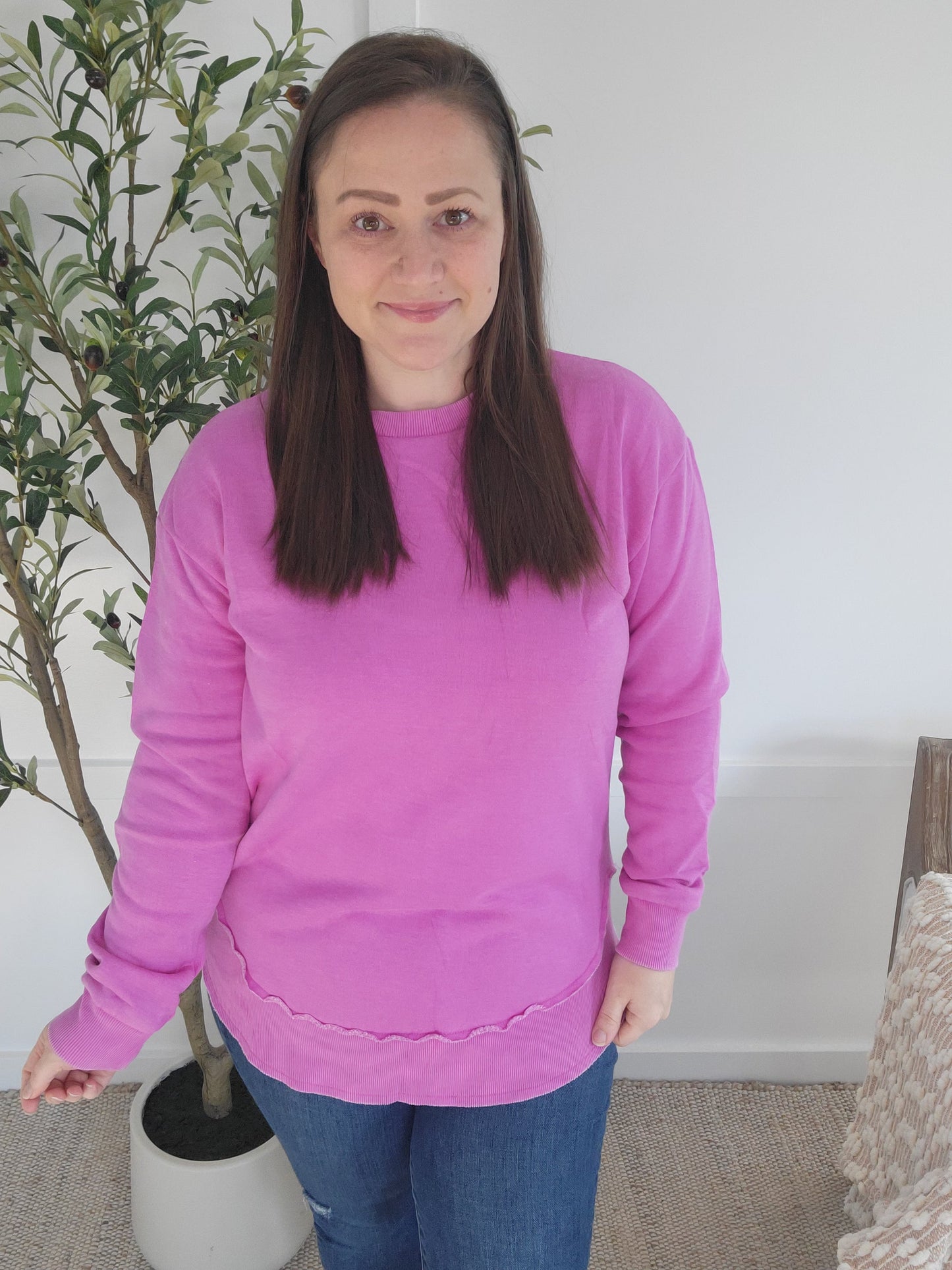 IN STOCK Vintage Wash Pullover - Vivid Orchid