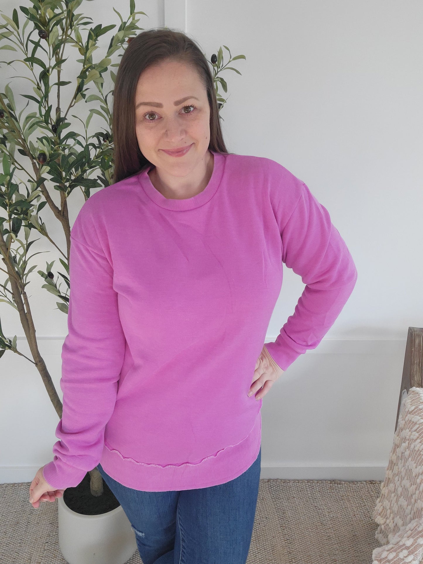 IN STOCK Vintage Wash Pullover - Vivid Orchid