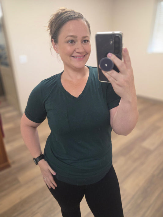 Michelle Mae Sophie Pocket Tee - Hunter Green