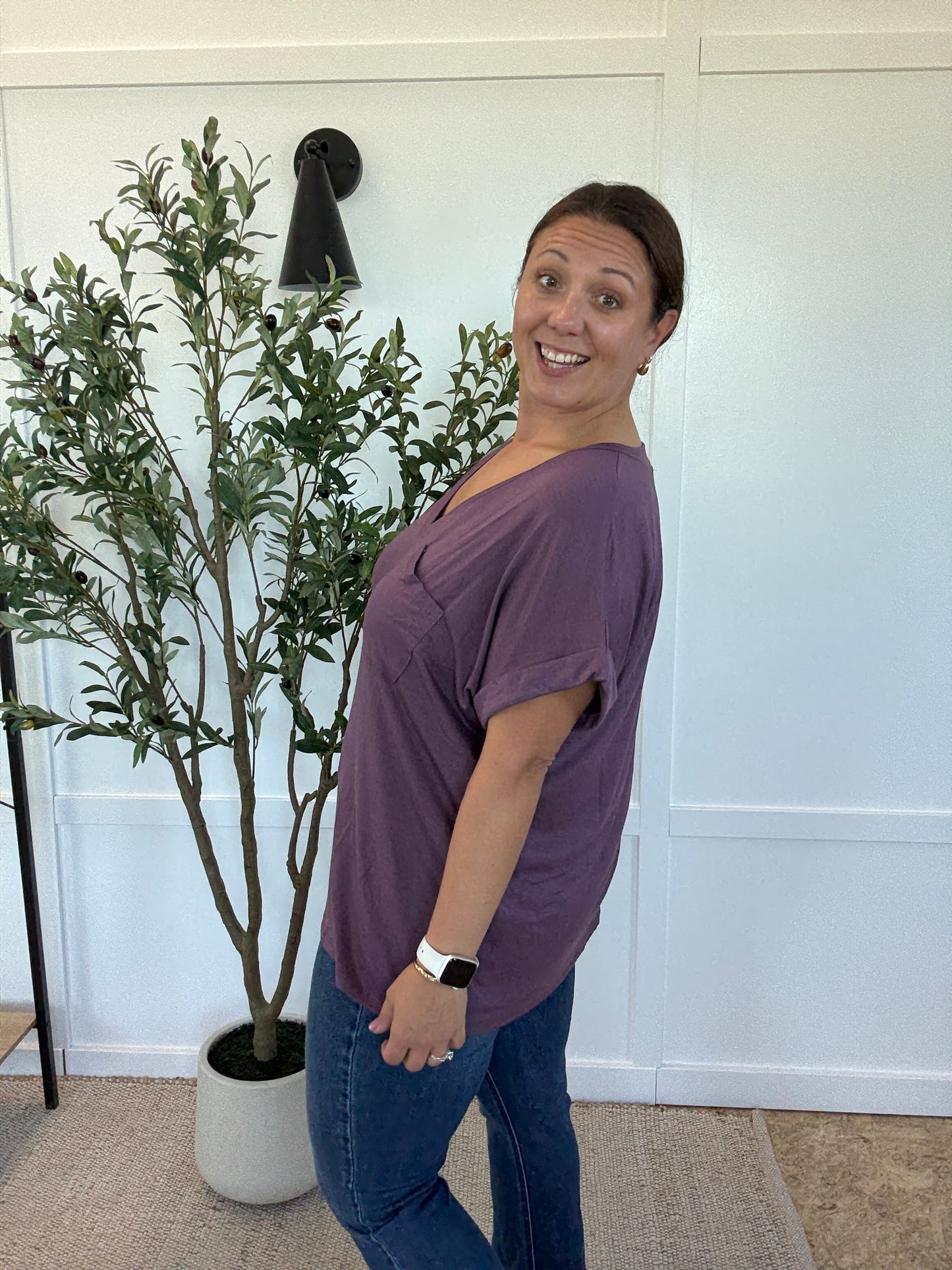 Michelle Mae Sierra Pocket Top - Plum