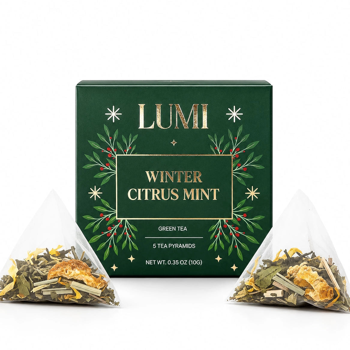 PREORDER Lumi Winter Citrus Mint Green Tea - 5 Premium Tea Bags
