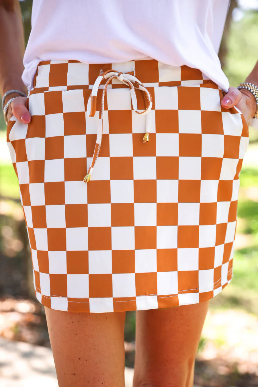 PREORDER: Jess Lea Longhorn Orange Checkered Everyday Skort