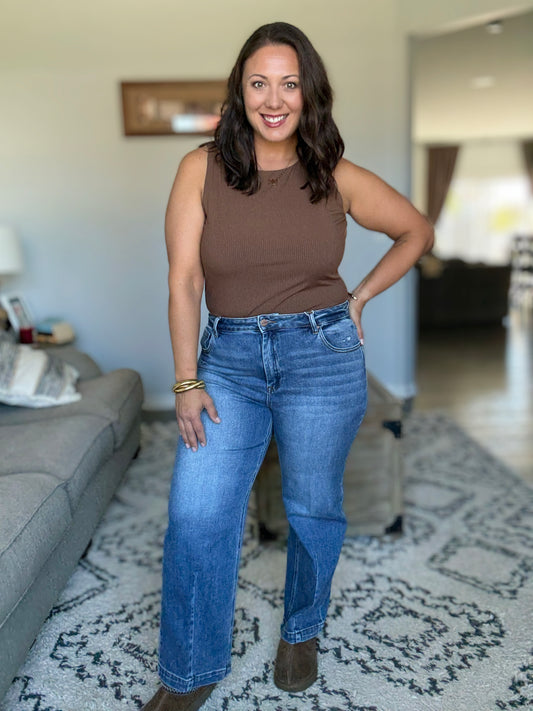 RISEN High Rise Tapered Cropped Boyfriend Jeans