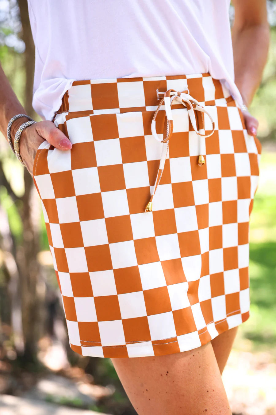 PREORDER: Jess Lea Longhorn Orange Checkered Everyday Skort