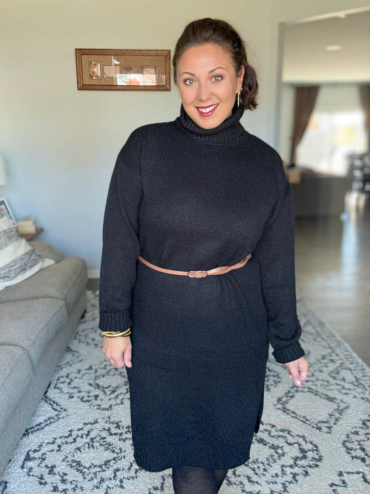 Personal Assistant Turtleneck Dress in Black