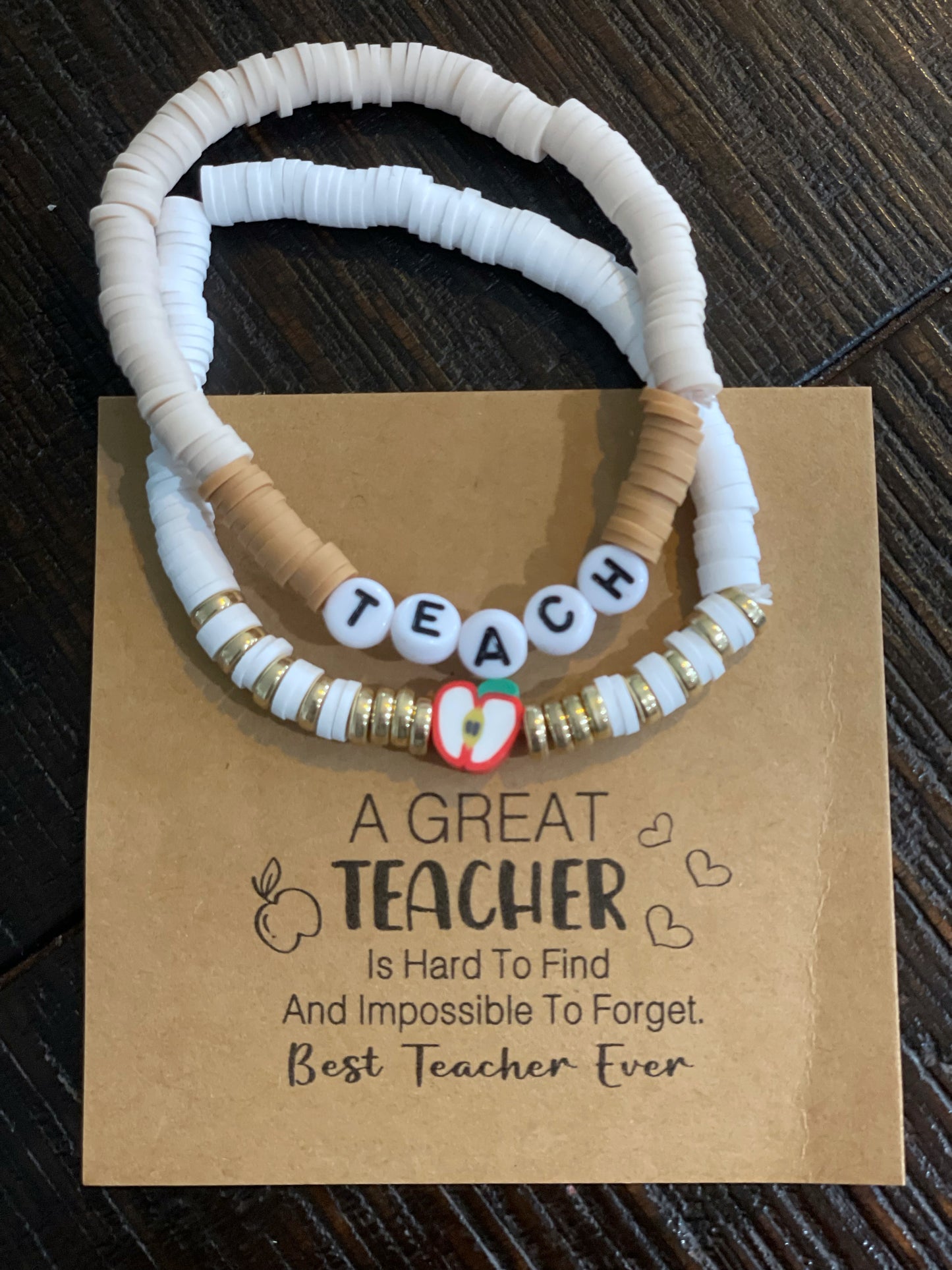Teacher Beaded Bracelet Set - Two Color Options