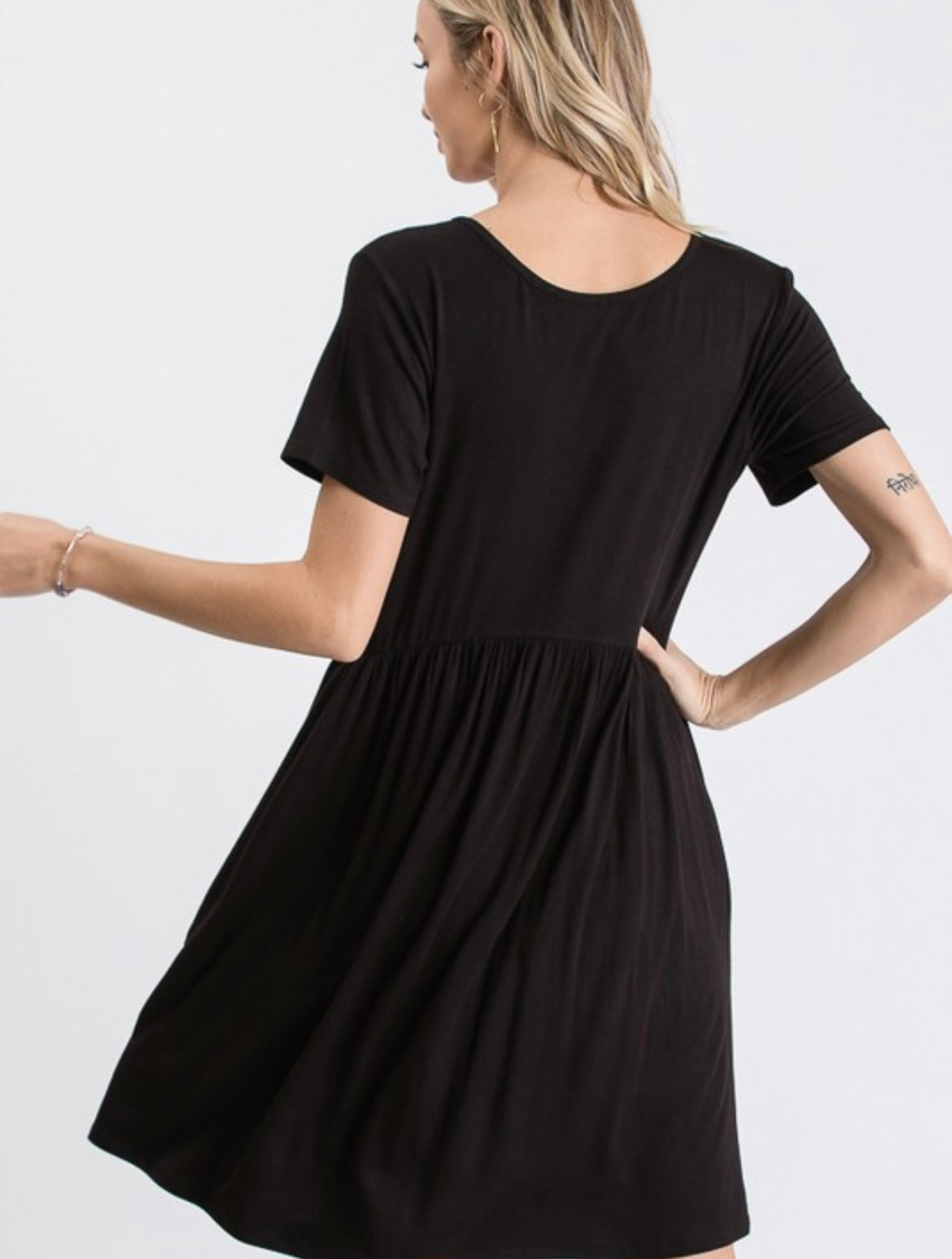 Babydoll Dress With Pockets In Black