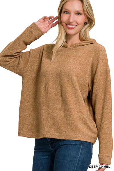 Doorbuster: Hooded Melange Brushed Hacci Sweater in 3 colors