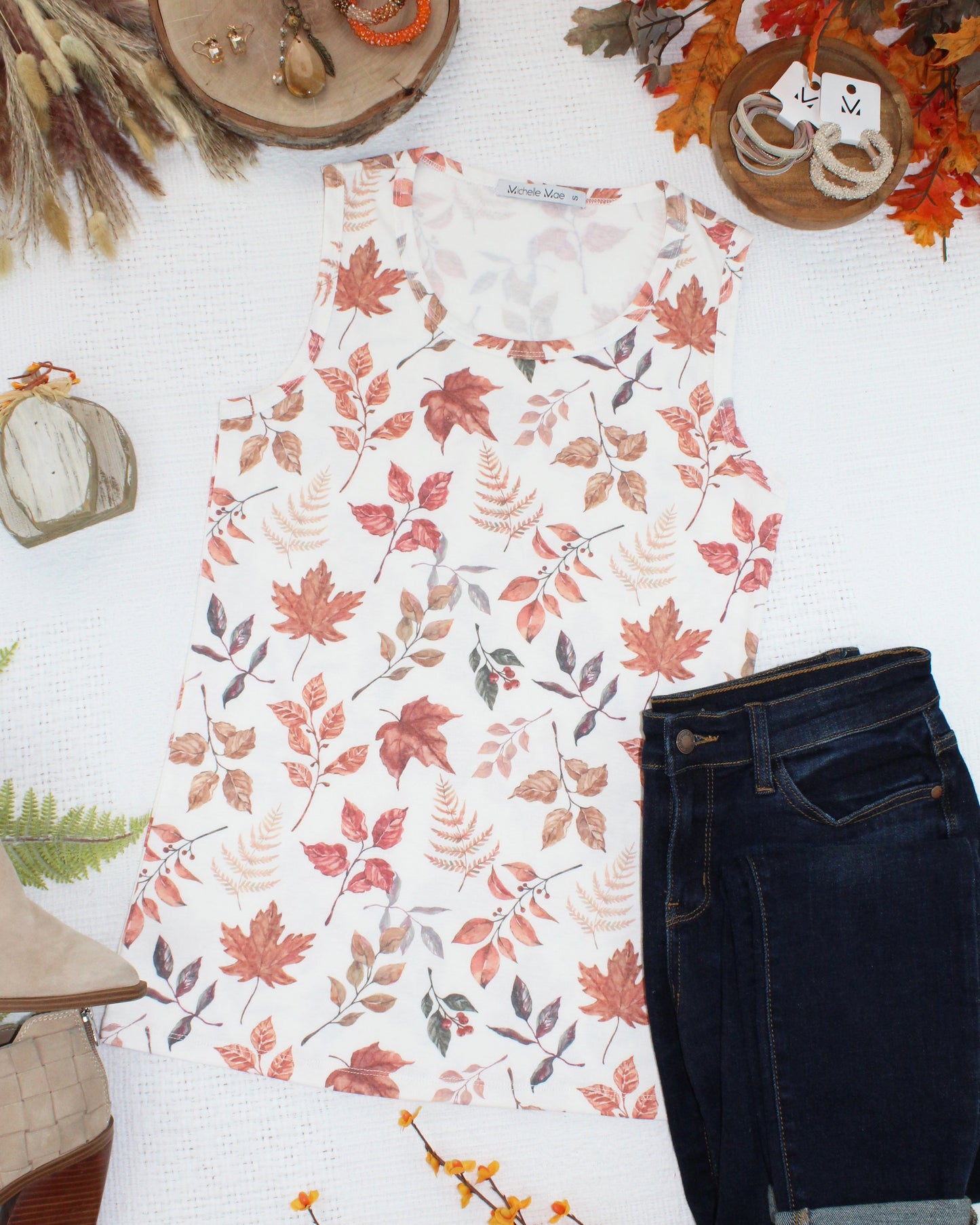 Michelle Mae Ava Tank - Harvest Leaves