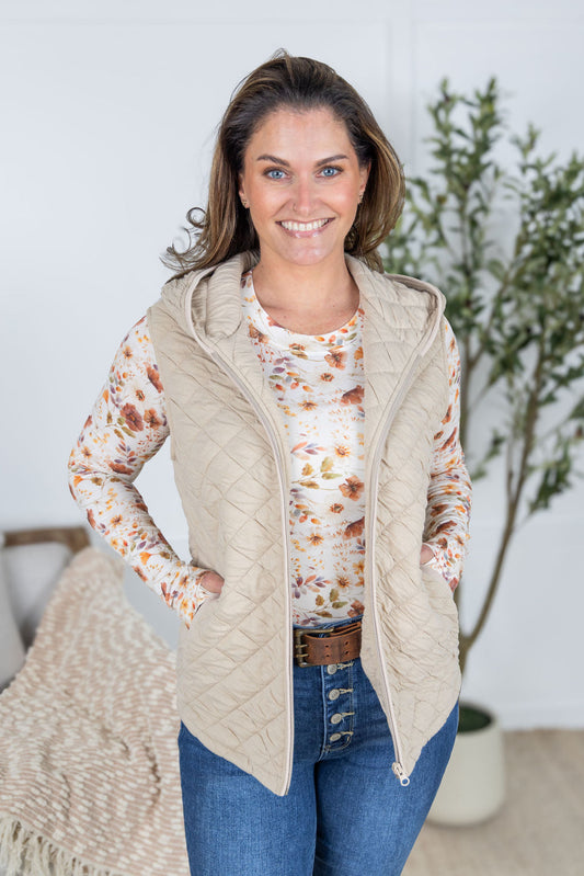 Michelle Mae Heather Hooded Vest - Beige