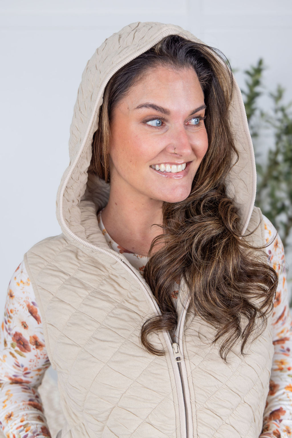 Michelle Mae Heather Hooded Vest - Beige