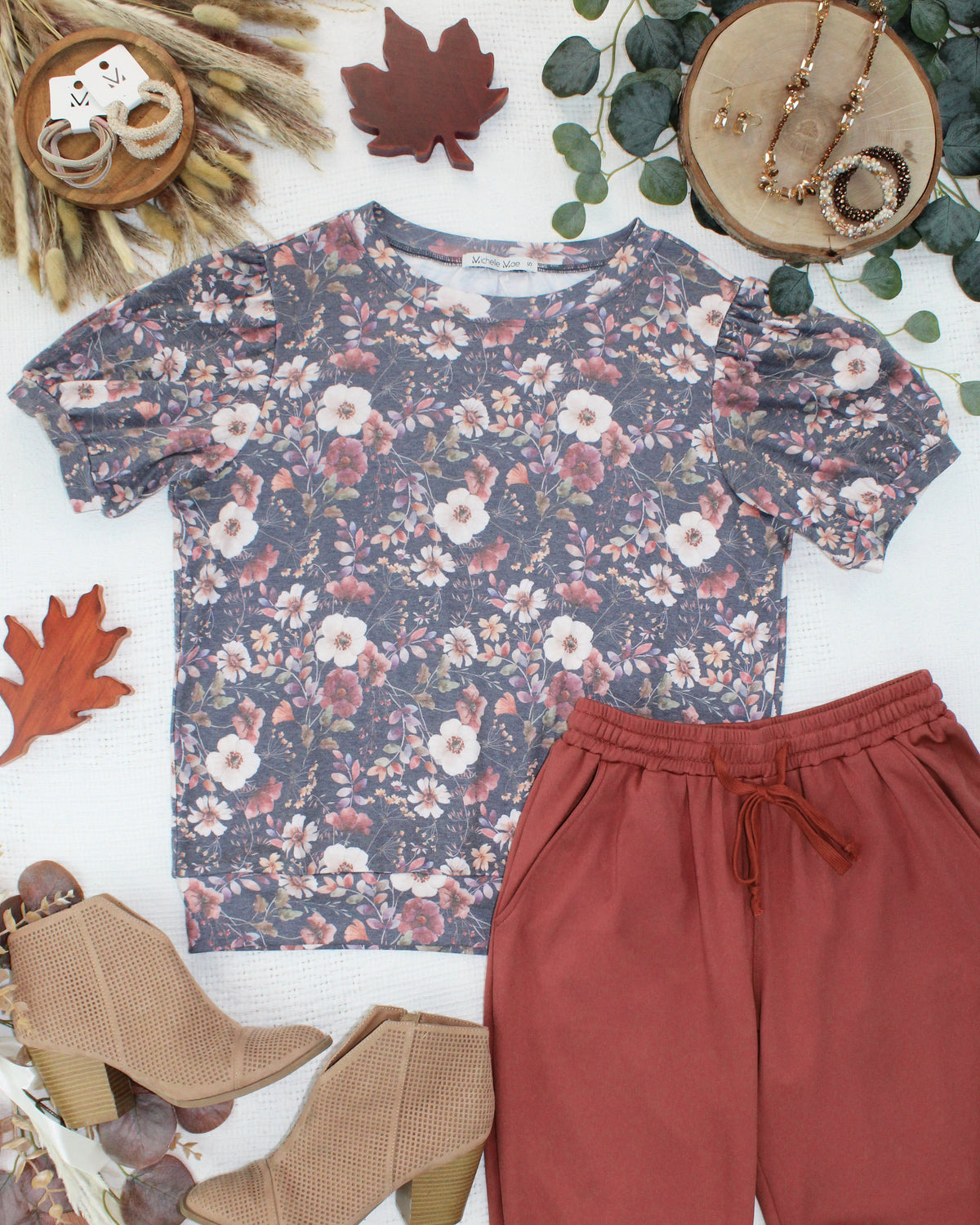 Michelle Mae Katie Cozy Top - Blushwood Floral
