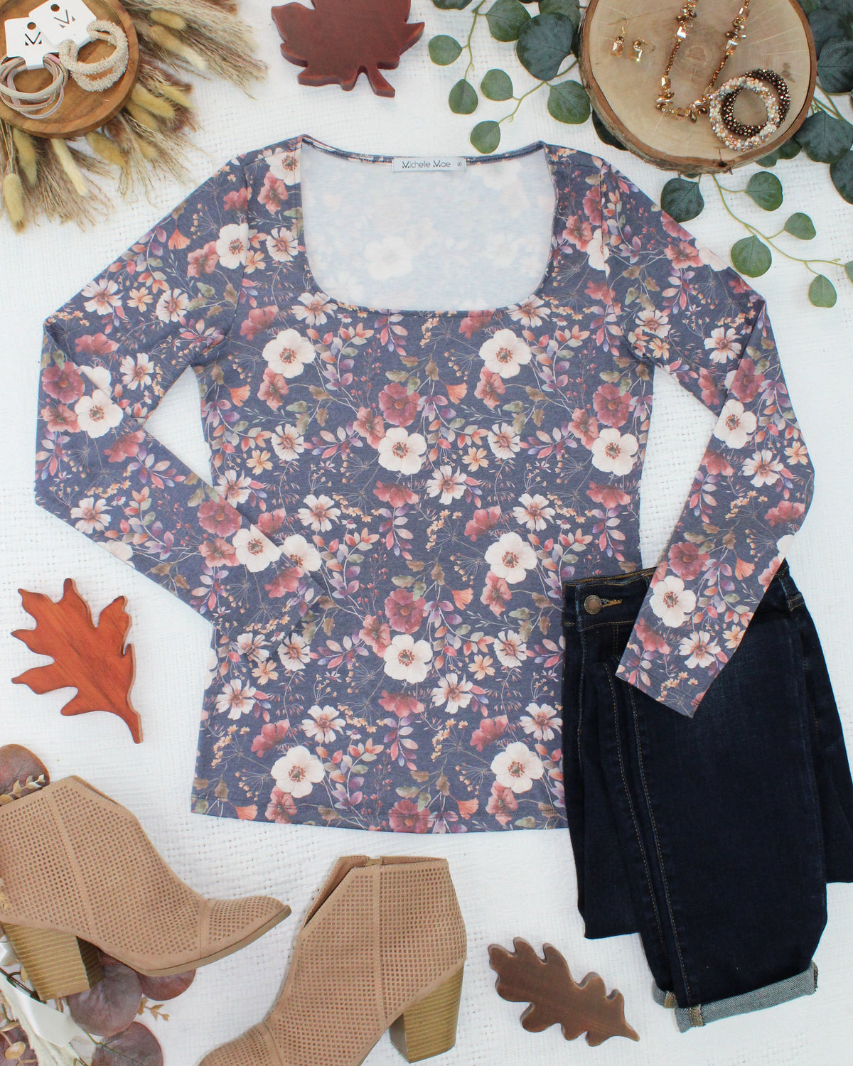 Michelle Mae Alyssa Long Sleeve Top - Blushwood Floral