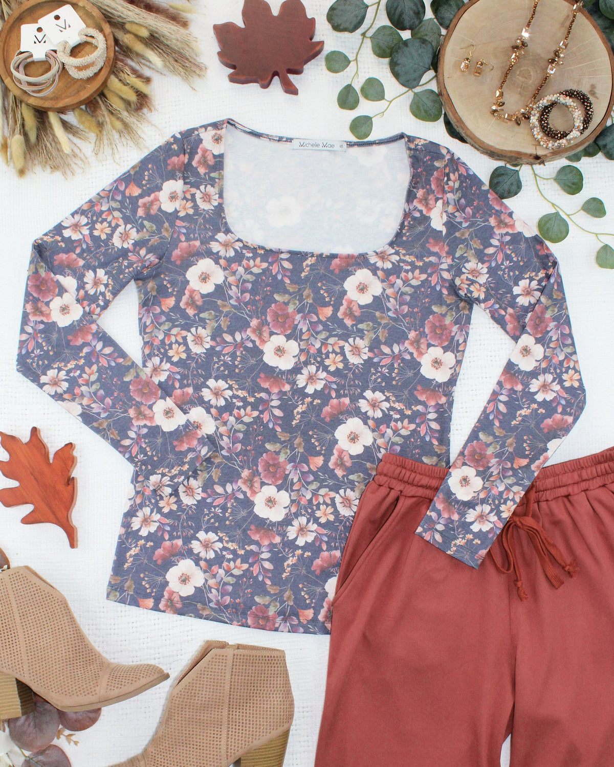 Michelle Mae Alyssa Long Sleeve Top - Blushwood Floral
