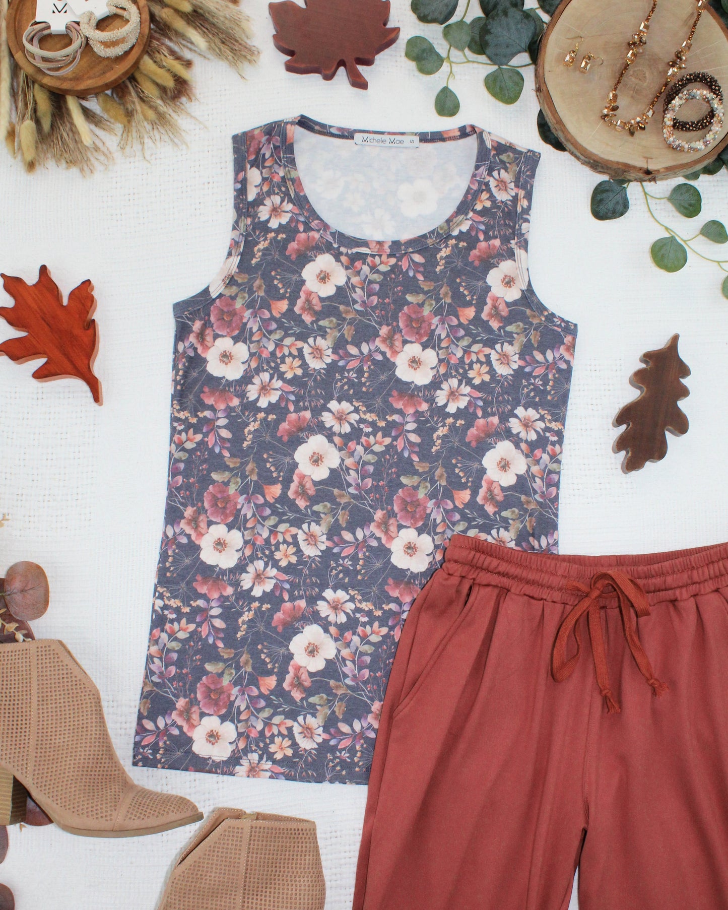 Michelle Mae Ava Tank - Blushwood Floral
