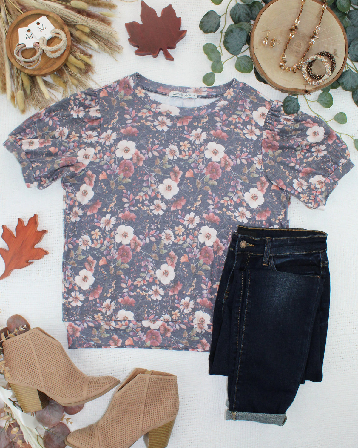 Michelle Mae Katie Cozy Top - Blushwood Floral
