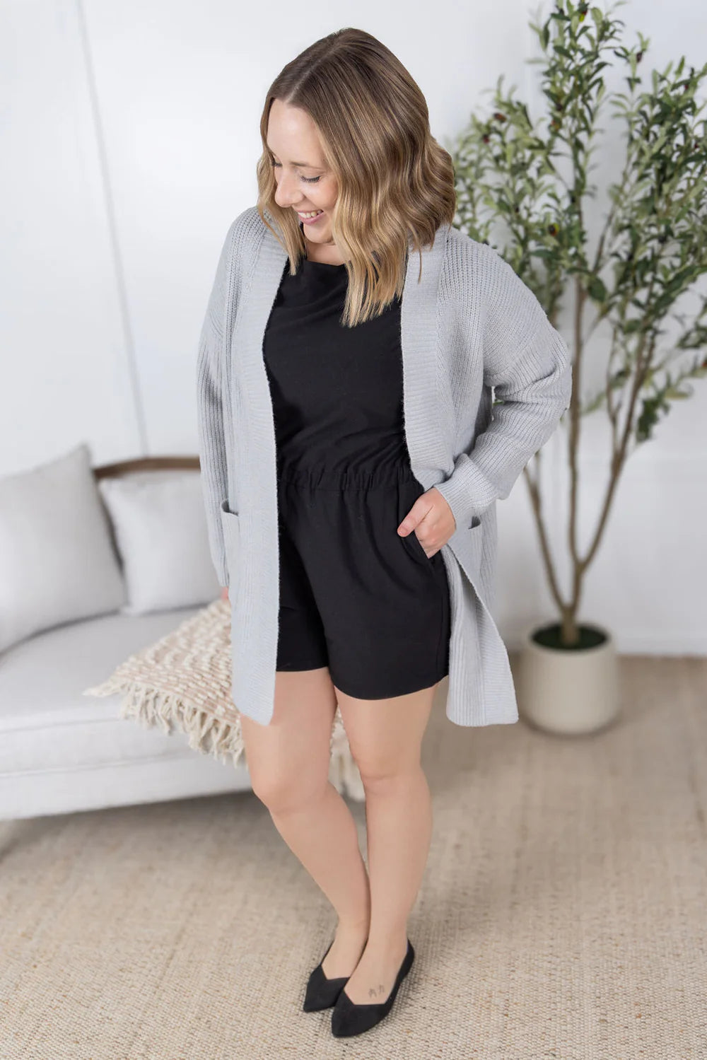 Michelle Mae Layla Sweater Cardigan - Grey